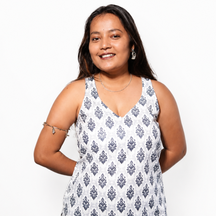 Women’s White & Grey Printed Sleeveless Cross-Back Top