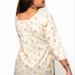 Women's White Floral Printed Straight Kurti